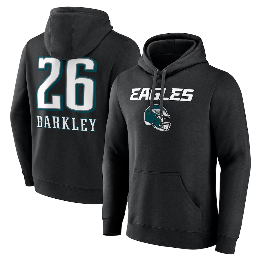 Men Philadelphia Eagles #26 Barkley Black  NFL 2025 hoodie style 2